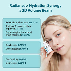 Dermafirm before and after collage illustrating firmer, plumper skin appearance
