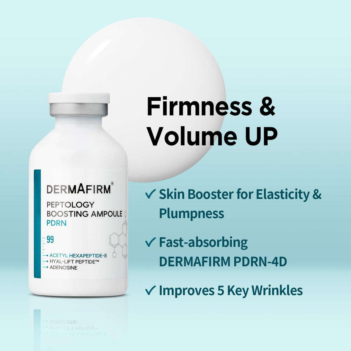 Dermafirm dropper dispensing clear serum highlighting precise application and control