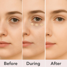 Dermaflage applying concealer under-eye to brighten and conceal dark circles