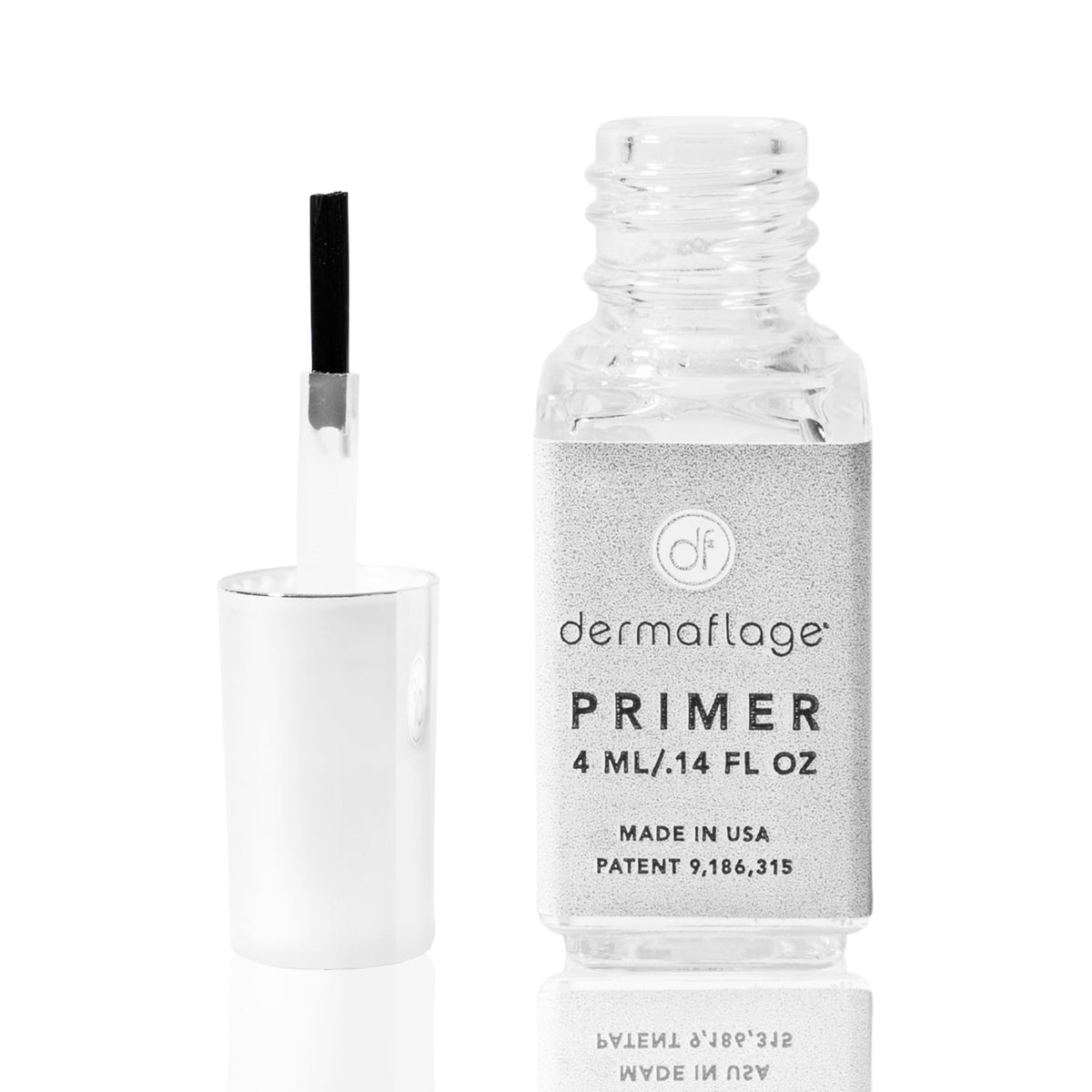 Dermaflage primer front packaging showing bottle and cap, extends concealer wear