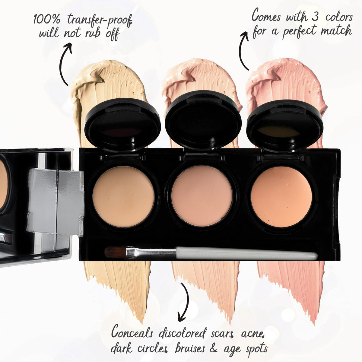 Dermaflage close-up texture of concealer showing creamy consistency and blendability