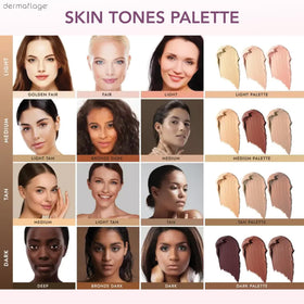 Dermaflage arm swatches of three shades illustrating color-correcting versatility