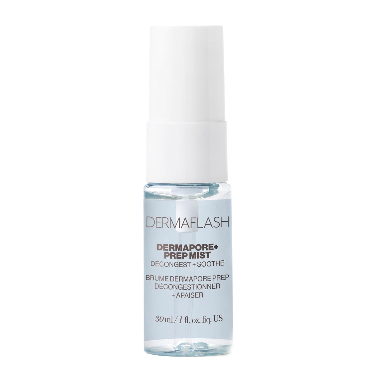 DERMAFLASH prep face mist front packaging showing bottle and label, improves prep efficiency