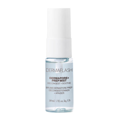 DERMAFLASH prep face mist front packaging showing bottle and label, improves prep efficiency