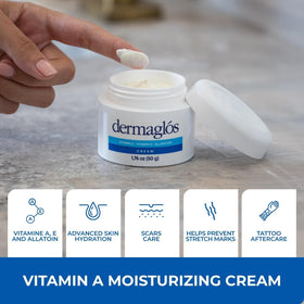 Dermaglós open tube cream texture demonstrating quick absorption