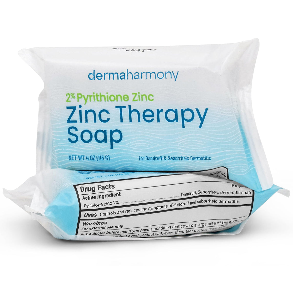 Dermaharmony front packaging showing two individually wrapped 4 oz bars for targeted relief