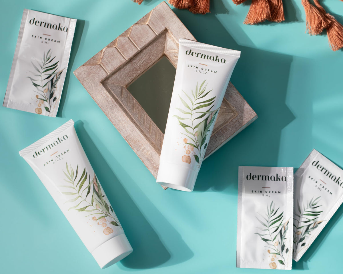 Dermaka applying cream to hands and legs for multi-use convenience
