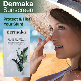 Dermaka sunscreen being applied on hand showing quick coverage