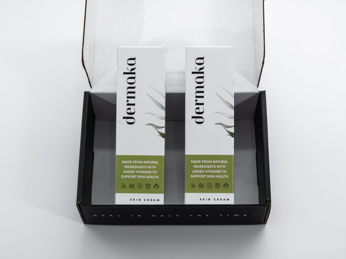 Dermaka lifestyle bathroom display indicating daily skincare routine