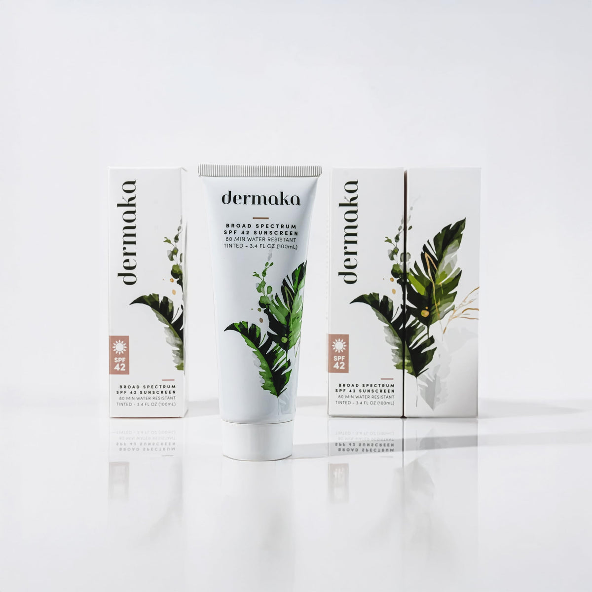 Dermaka tint swatch on forearm showing natural coverage and tone correction