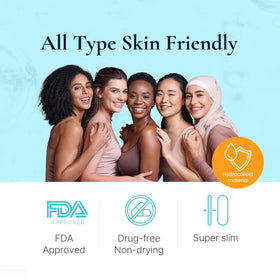 DERMAKR four-pack layout of stickers, variety of sizes for targeted care