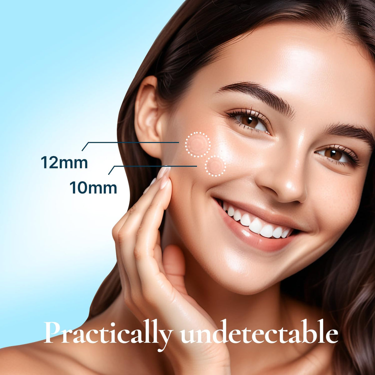DERMAKR patch applied on cheek, discreet coverage and reduced redness