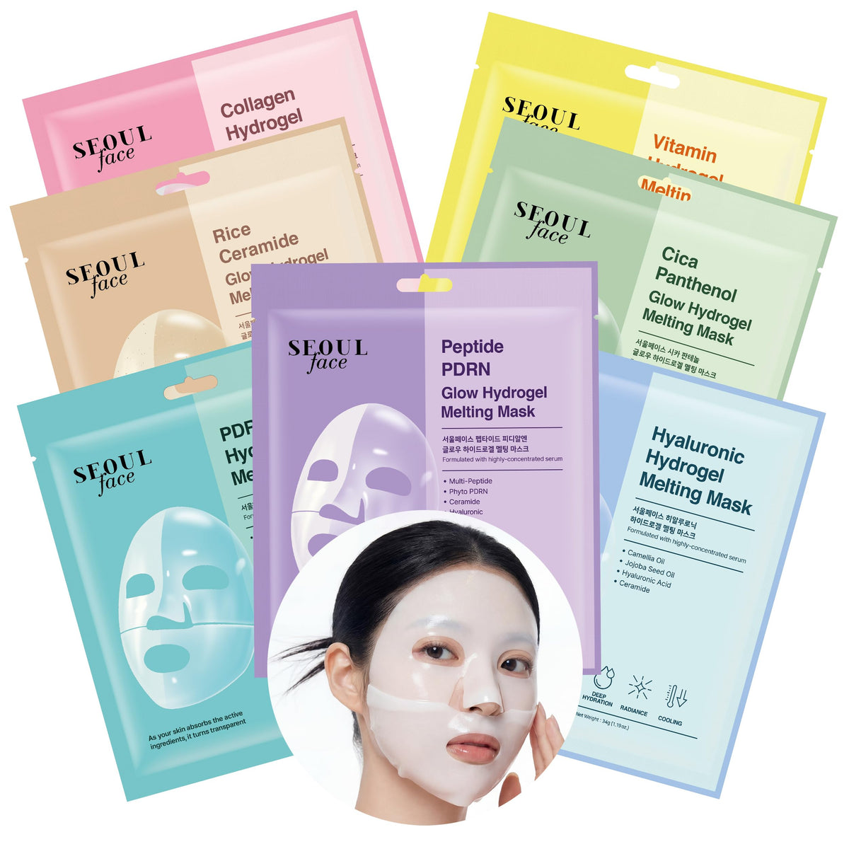 DERMAL front box shot showing all seven masks and benefits