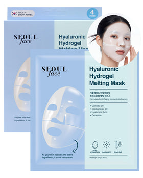 DERMAL front packaging showing four individually packed hydrogel masks and cooling blue color