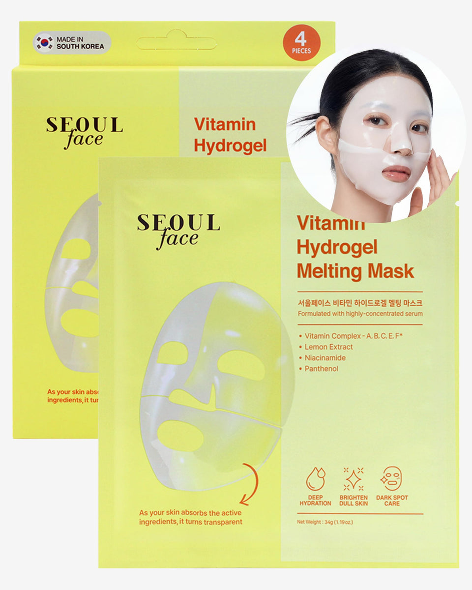 DERMAL front packaging showing four individually wrapped hydrogel masks for easy use