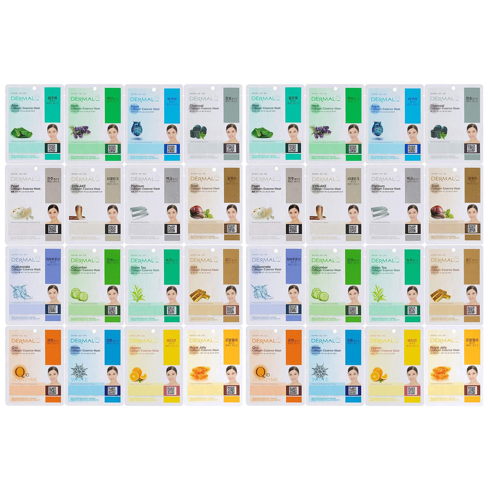 DERMAL front packaging showing 32 mask variety and daily skincare convenience