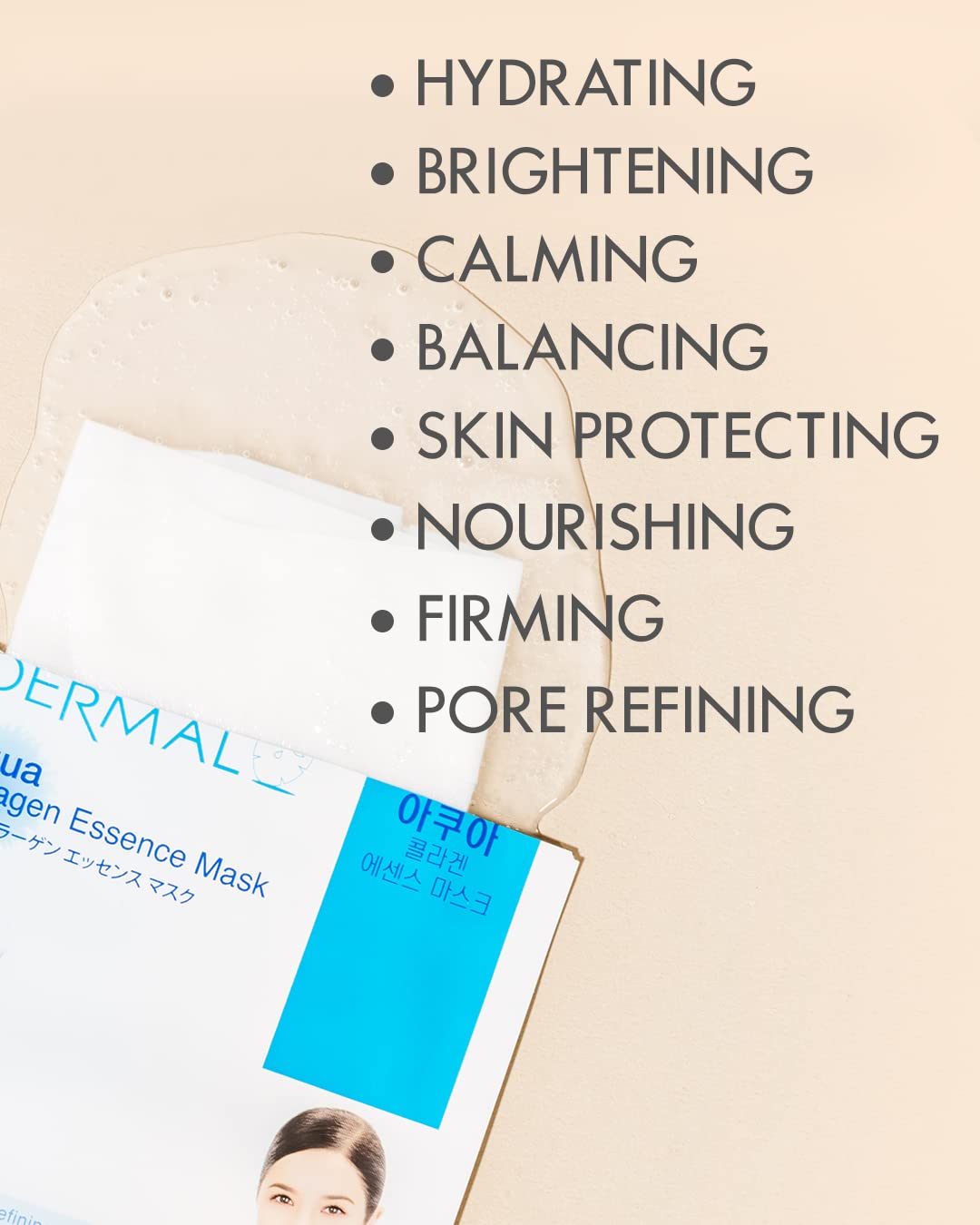 DERMAL ingredients label displaying key essences and quality control