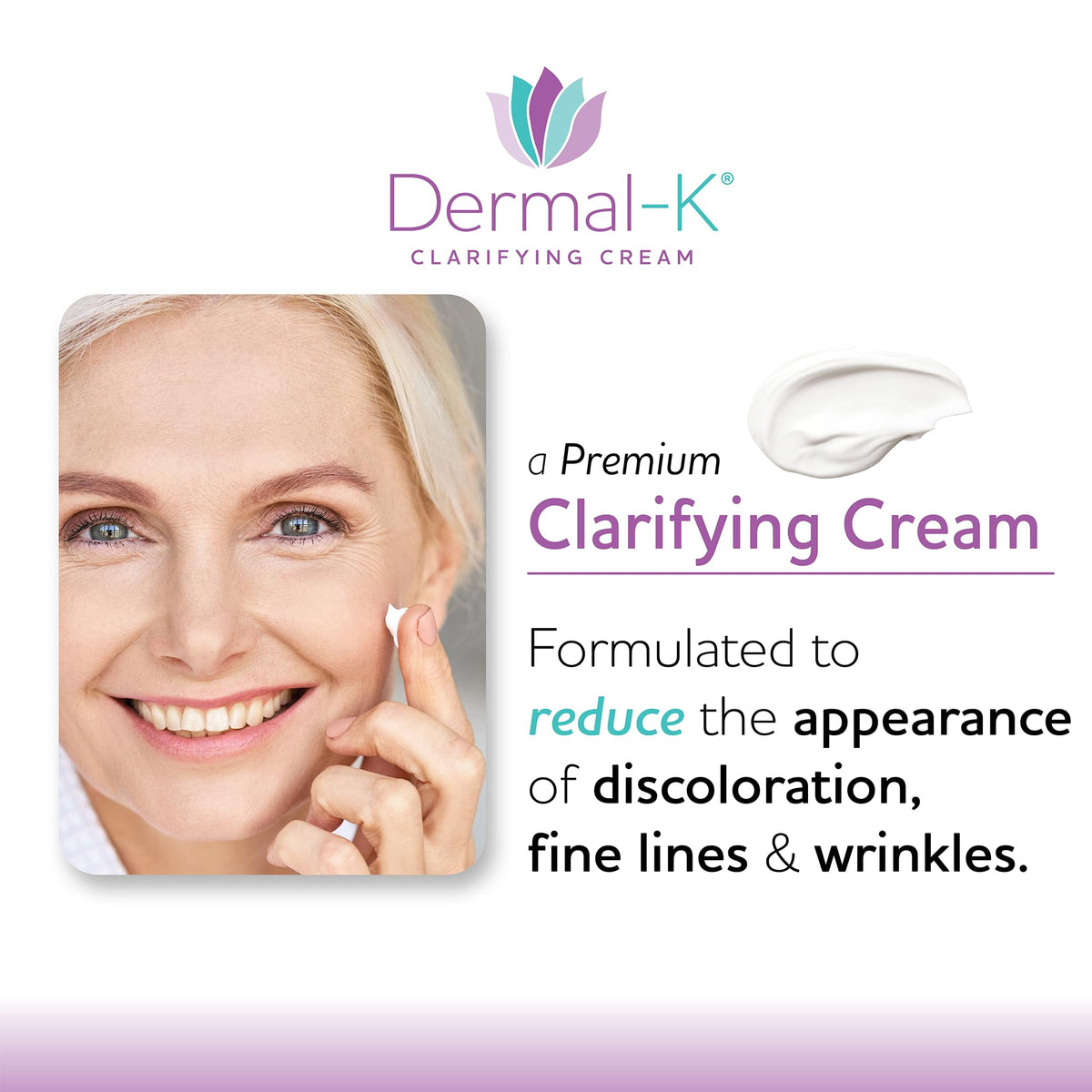 Dermal-K cream on fingertip ready for application, shows easy spreadability benefit