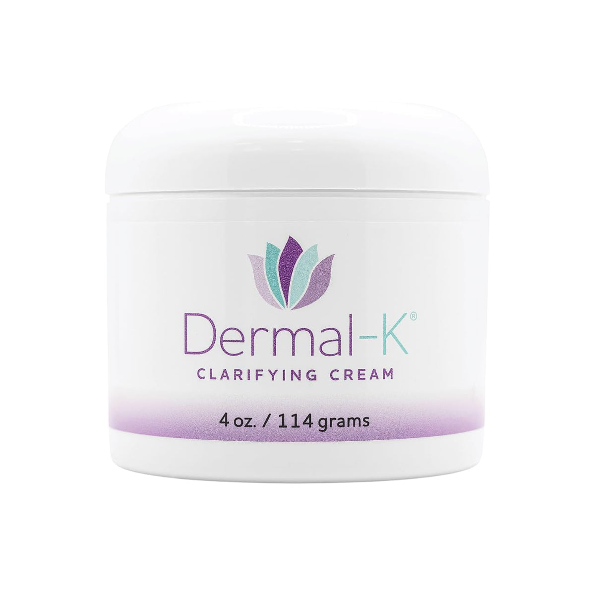 Dermal-K front packaging showing 4 oz jar and label, highlights hydration benefit