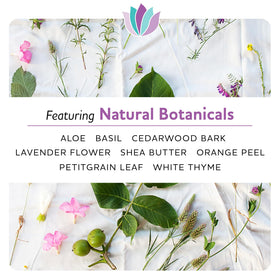 Dermal-K botanicals flatlay with lavender and orange, conveys antioxidant support