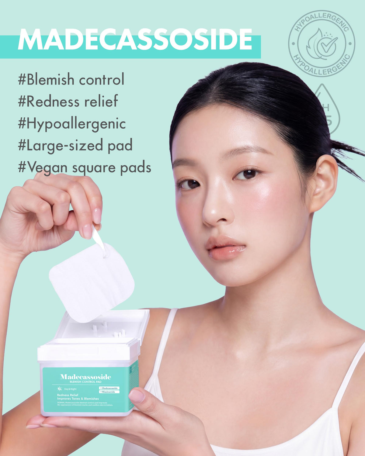 DERMAL close-up gauze Tencel pad texture showing gentle adhesion and comfort