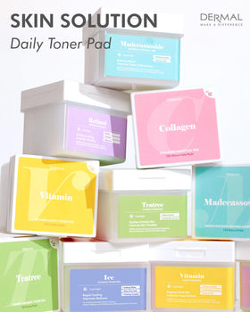DERMAL pads staged in bathroom setting to illustrate quick morning and night use