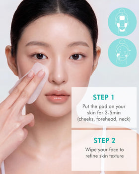 DERMAL pad next to hand showing 65x70mm size for full-face coverage