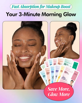 DERMAL applied sheet mask on face showing hydration boost