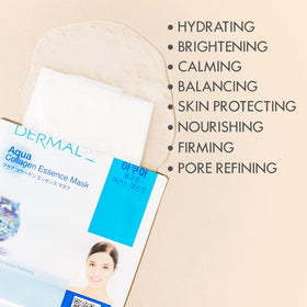 DERMAL mask on model demonstrating comforting hydration and calm