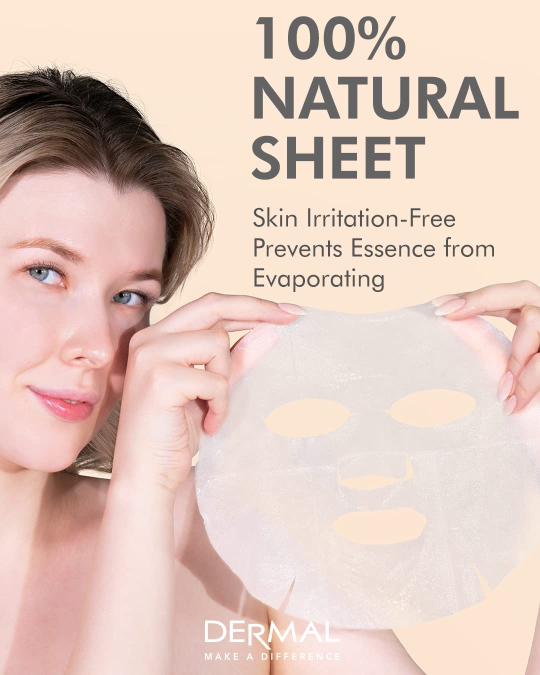 DERMAL mask in hand demonstrating full-face fit and coverage benefit