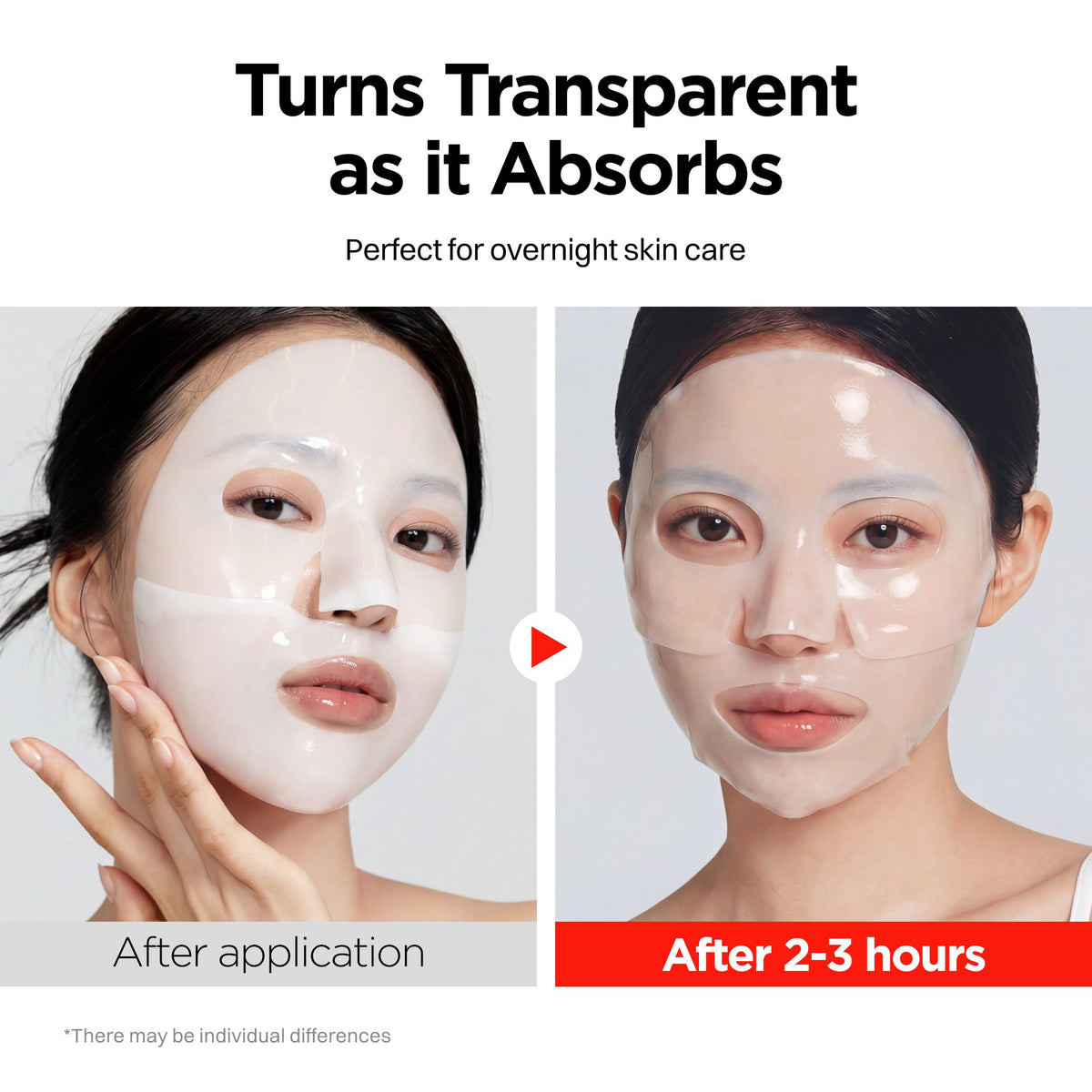 DERMAL melting mask turning transparent to show active delivery