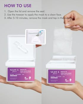 DERMAL mask beside hand for size comparison to visualize coverage and portability