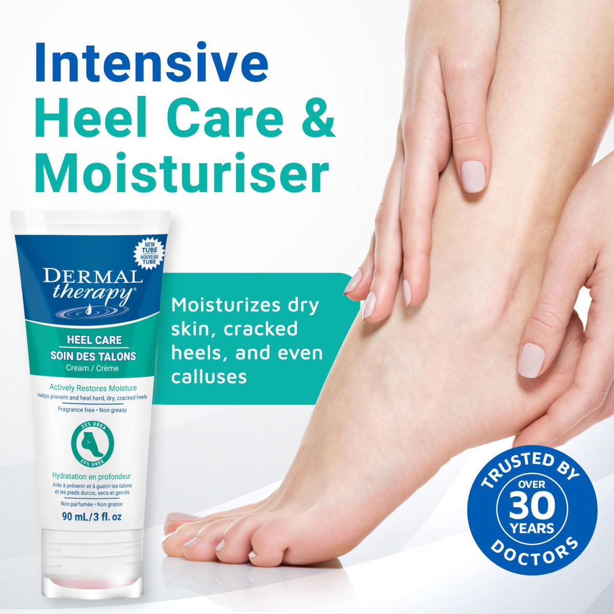 Dermal Therapy 3 oz tube next to common items showing compact portability