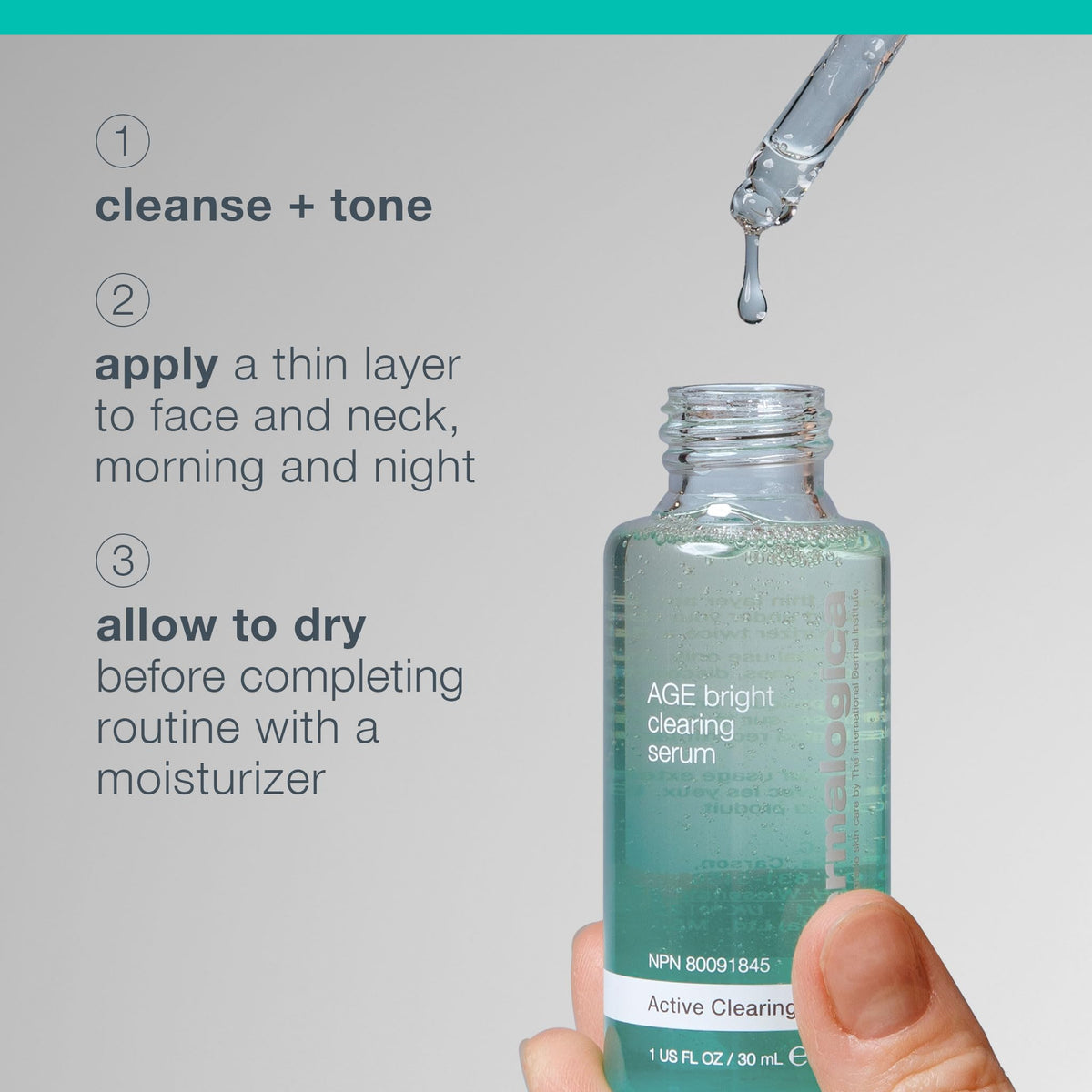 Dermalogica applying serum to cheek demonstrating targeted use and gentle exfoliation