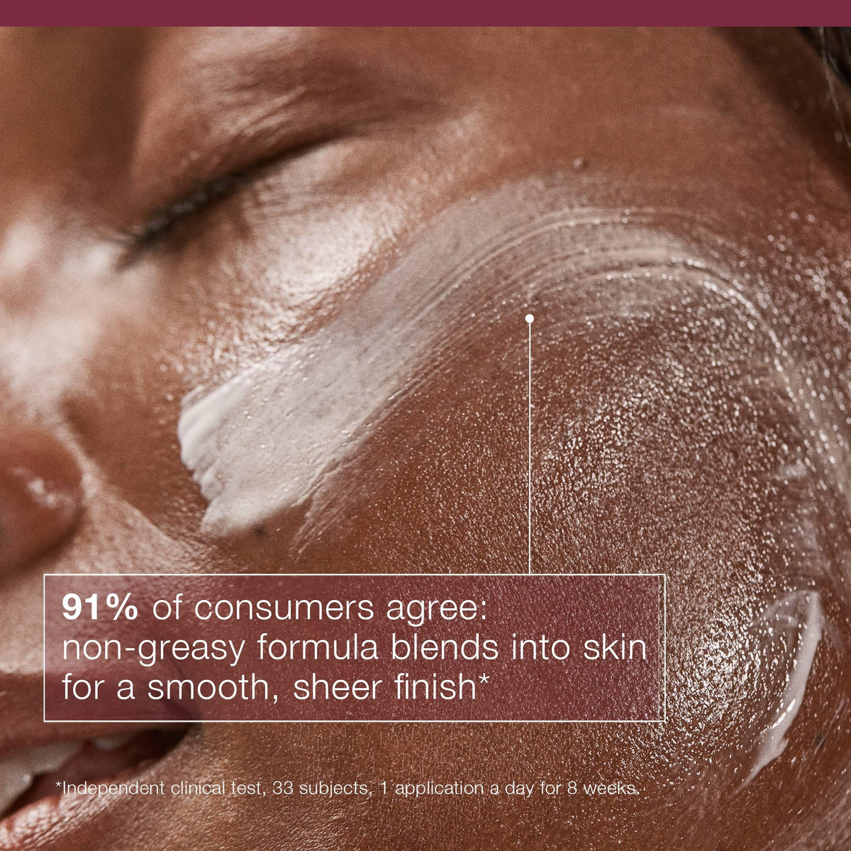 Dermalogica applied on model cheek showing visible smoothing