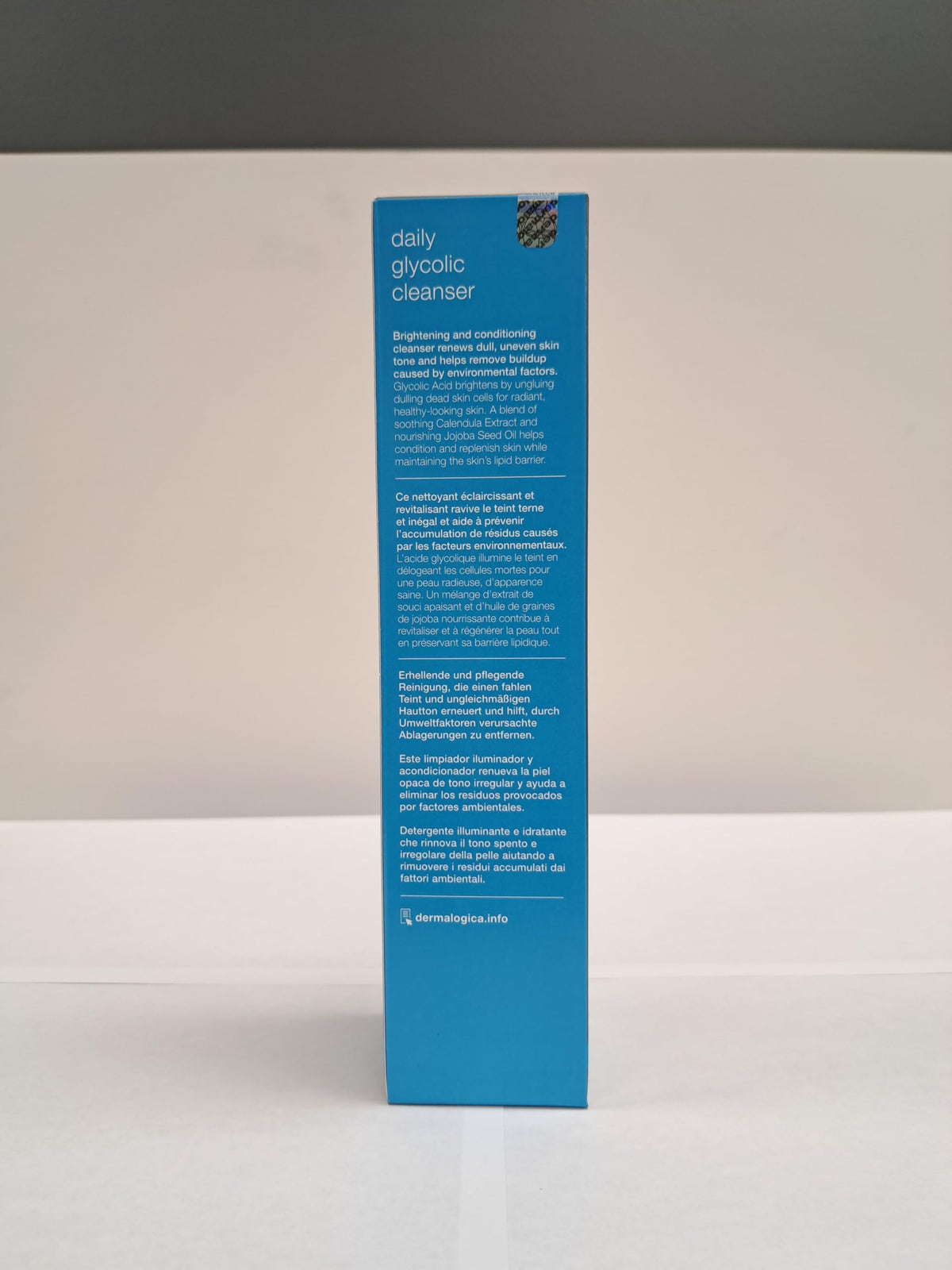 Dermalogica back packaging directions showing how to use safely