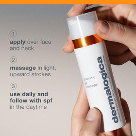 Dermalogica product on hand demonstrating spreadable gel and immediate glow