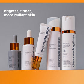 Dermalogica ingredient label highlighting vitamin C, hyaluronic acids, squalane
