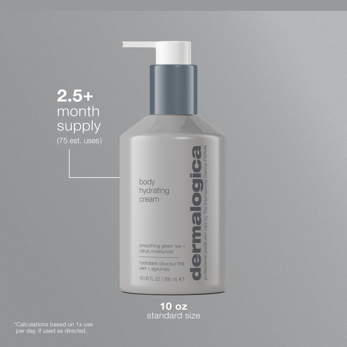 Dermalogica 10 fl oz bottle beside common item for size
