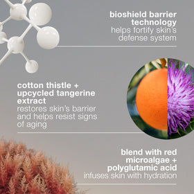 Dermalogica bottle label detail showing BioShield technology and ingredient clarity benefit