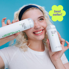 Dermalogica Clear Start foam on hand demonstrating lather and effective cleansing