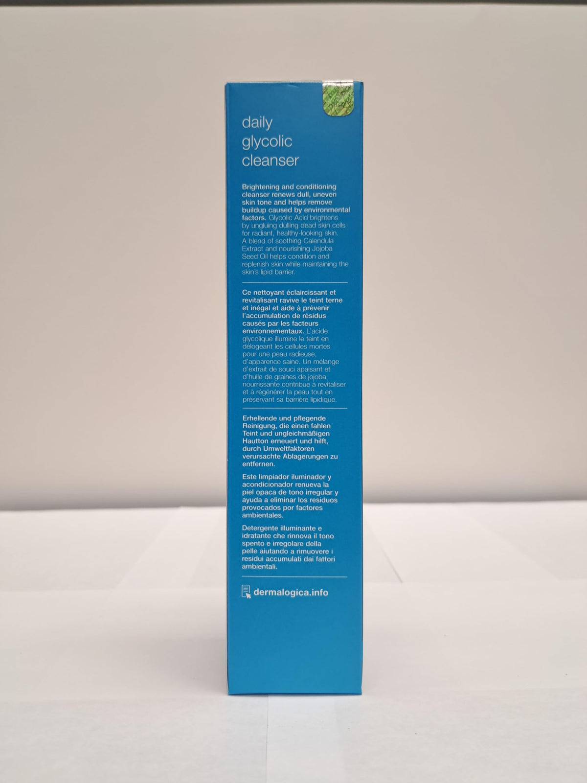 Dermalogica daily glycolic cleanser back label with ingredients and directions