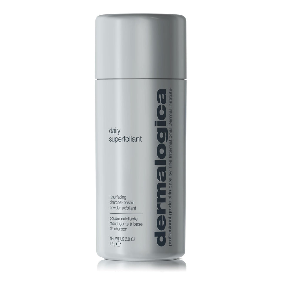 Dermalogica jar front view showing powder exfoliator and clean packaging benefit