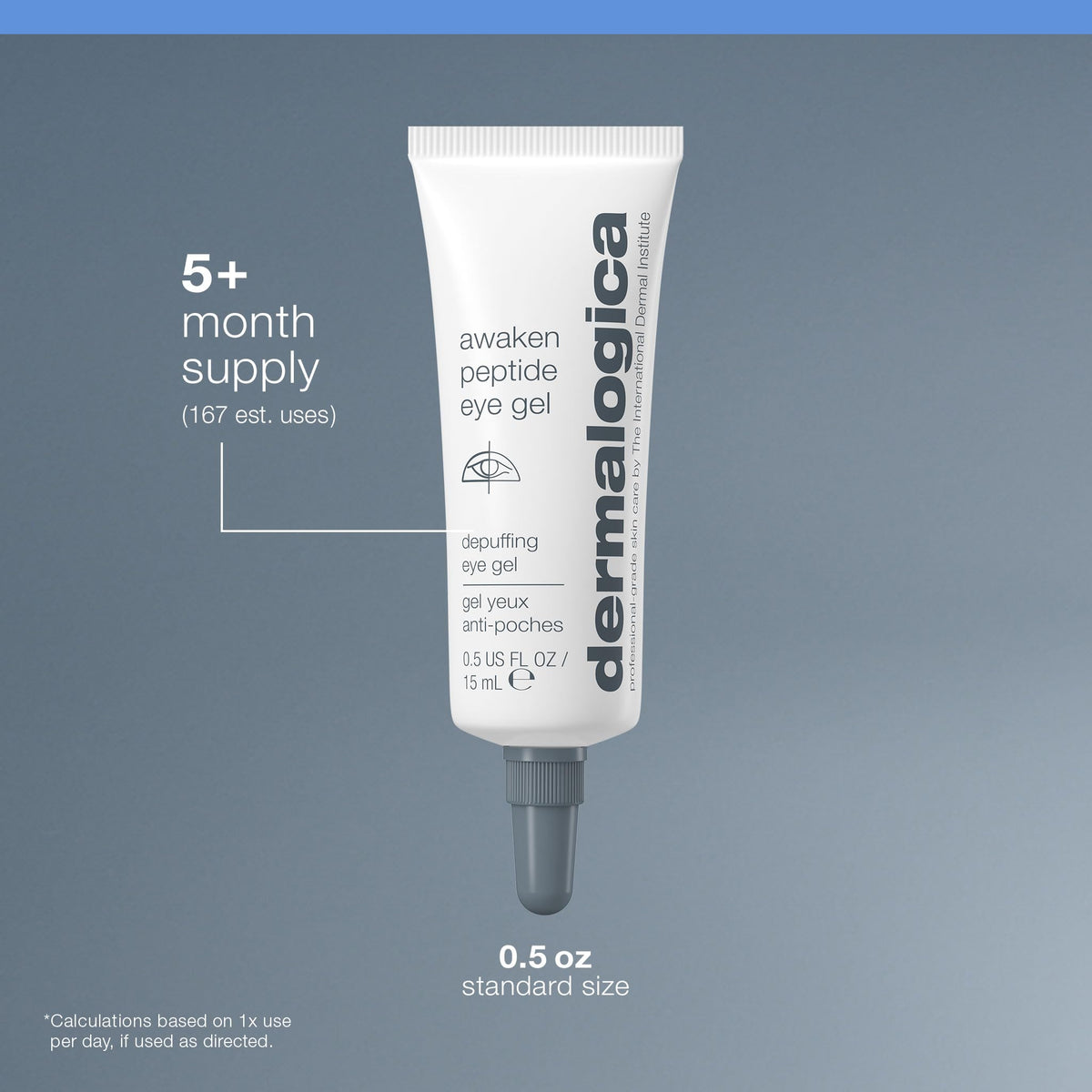 Dermalogica eye gel on bathroom vanity with other skincare for daily routine convenience