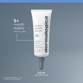 Dermalogica eye gel on bathroom vanity with other skincare for daily routine convenience