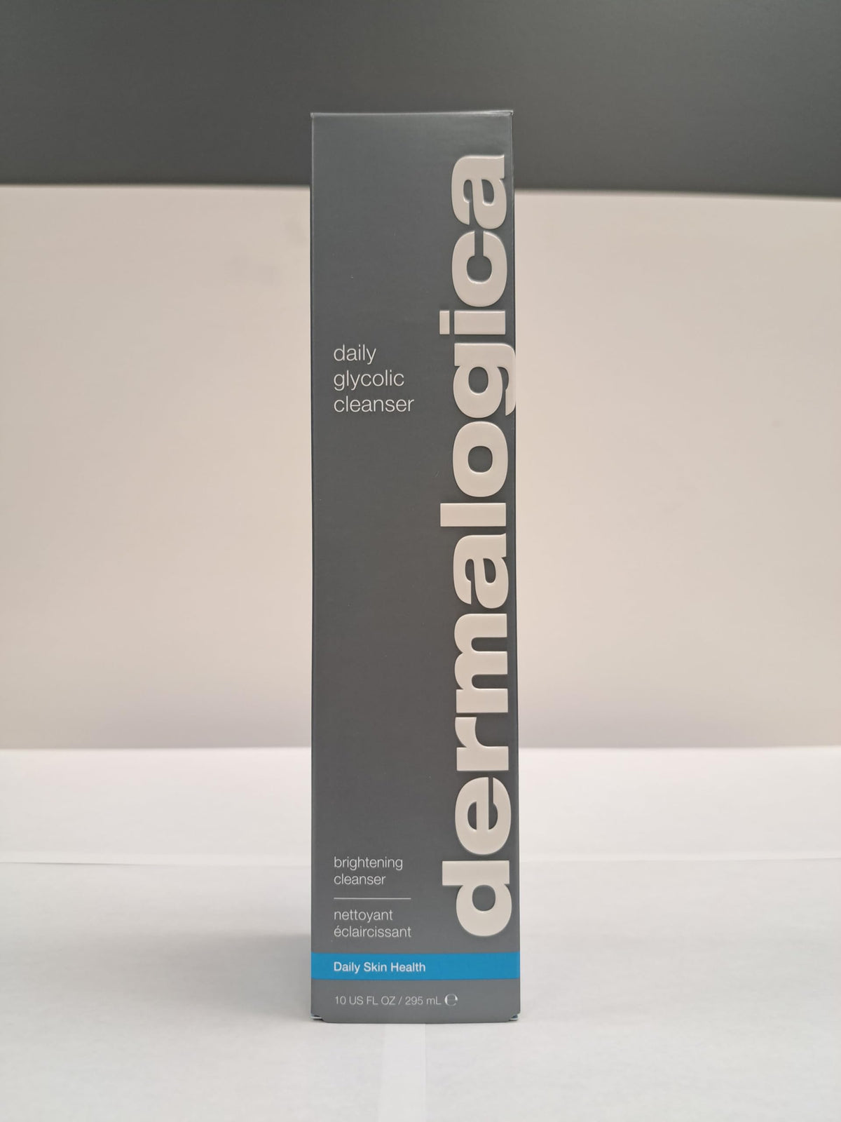 Dermalogica ingredients label close-up showing glycolic acid and botanicals