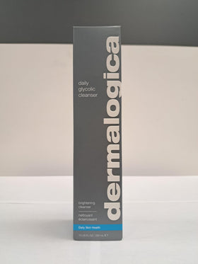 Dermalogica ingredients label close-up showing glycolic acid and botanicals