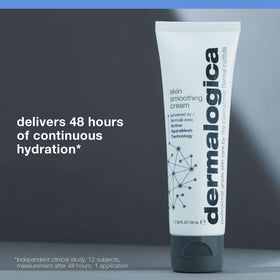Dermalogica jar next to common objects showing scale and 3.4 fl oz size practicality