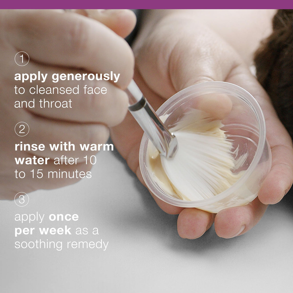 Dermalogica applying masque to face demonstrating easy weekly use
