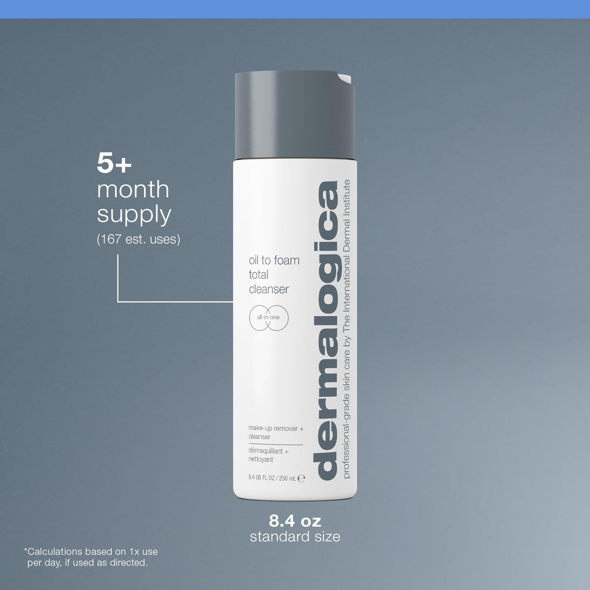 Dermalogica bottle staged in bathroom for daily routine ease and lifestyle appeal